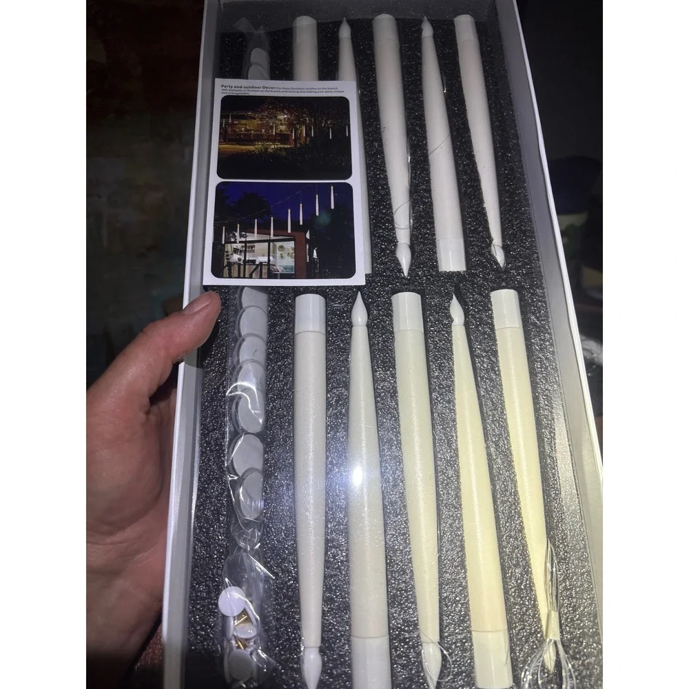Magic Deco 10pc Floating LED Flameless Candles with Wand Remote White Tapers